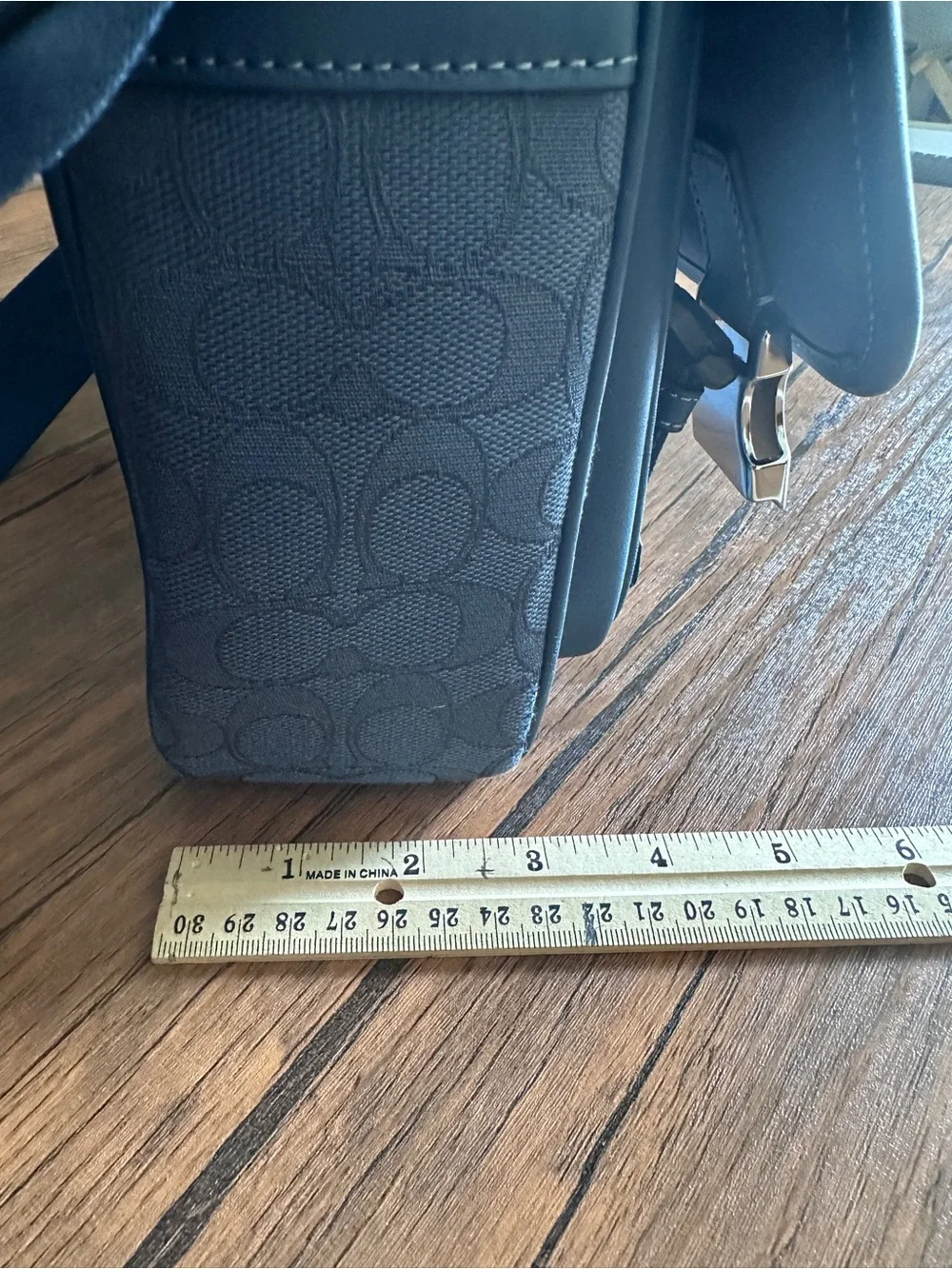 Coach Navy Blue Signature Canvas & Leather Messenger Bag - Coach
